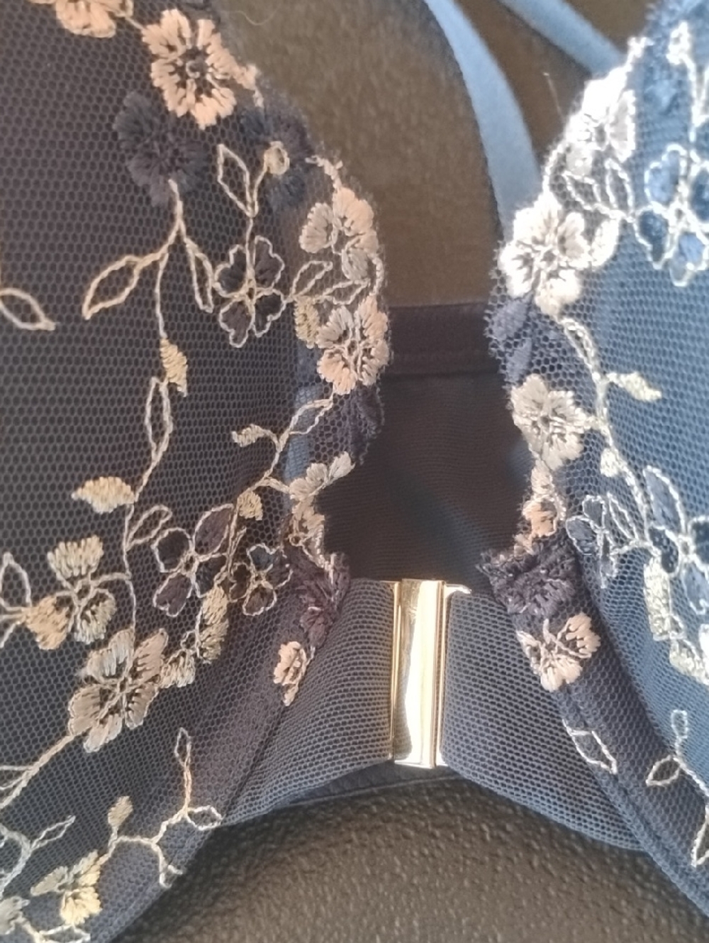 Cacique Blue Embroidered Push-Up Bra with Crisscross Straps - Picture 5 of 11